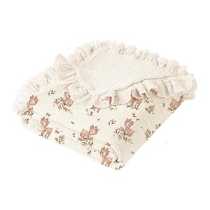 Floral Printed Nursery Blanket Multipurpose Swaddles Wrap Cloth 100x90cm Machine Washable Cotton Fabric Bath Towel