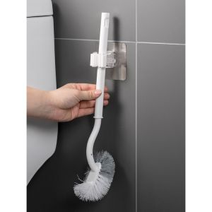 Mop clip powerful non-marking metal brushed mop clip single buckle bathroom self-adhesive mop hook hanging broom holder mop clip artifact free punch toilet storage wall mount card holder powerful