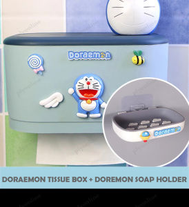 ✮T034✮ 📢📢Kawaii Cartoon Bathroom Tissue Box Rolled Tissue Box And Soap Holder Doraemon / Hello Kitty
