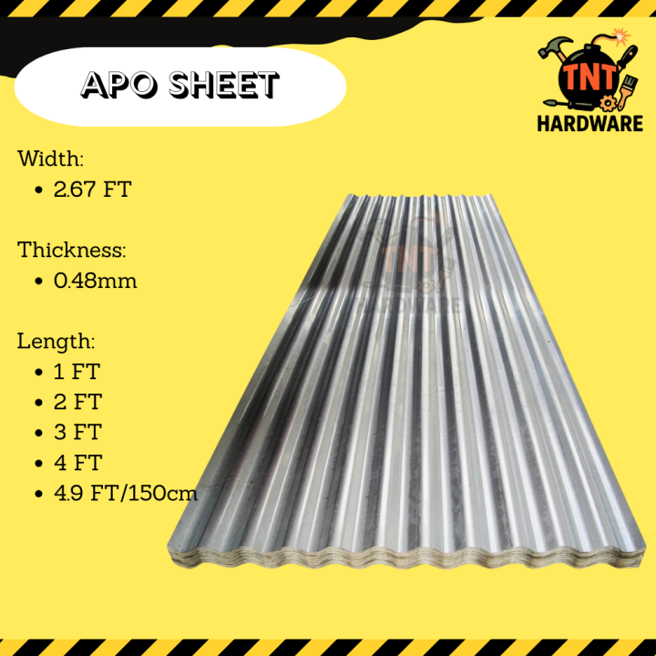Corrugated Sheet APO Gauge 24 Cut per FT FT FT FT 150cm