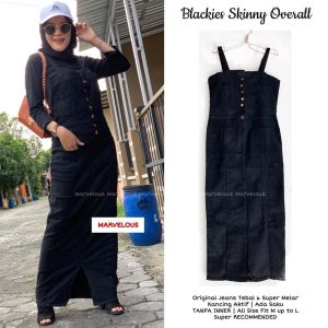 Skinny Overall Wanita Jumpsuit Wanita Hijab - Overall Dress Jeans Terbaru - Overall Rok Jeans Panjang Wanita - Rok Kodok Wanita - Maxi Dress Span Korea Cantik - Baju Denim Polos