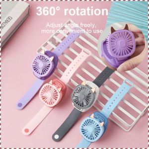 พัดลมพกพา พัดลม พัดลมขนาดเล็ก สายรัดข้อมือที่ถอดออกได้ ชาร์จยูเอสบี มัลติฟังก์ชั่น ระบายความร้อน