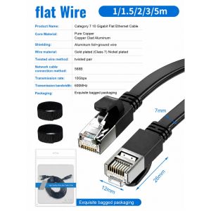 ✅【SG】CAT7 Flat Ethernet Cable 10Gbps 600MHz RJ45 LAN Network Cable High Speed Internet Patch Cord Flat LAN Cable Shielded Gigabit Cable for Router Modem PC Laptop Smart TV PS5 Xbox Gaming Office Home Under Carpet Wall Corner Wiring