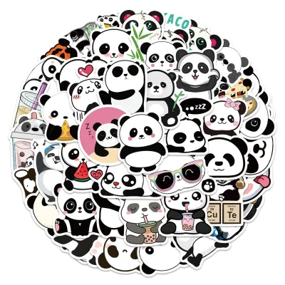 xs600-50pcs cute red panda graffiti waterproof sticker
