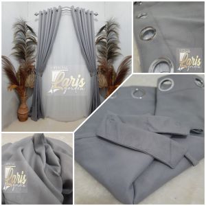 GORDEN BLACKOUT PREMIUM POLOS TEBAL JENDELA RUANG TAMU PINTU KAMAR MEWAH WARNA ABU TUA