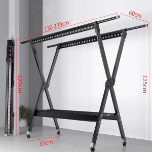 [SG STOCK]Foldable Clothes Drying Rack With Wheels Multifunctional Aluminum Alloy Laundry Rack Extendable Garment Organizer