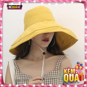 Nón Vải Chống Nắng Màu Trơn Vành Rộng Style Retro RQN1773 - requane