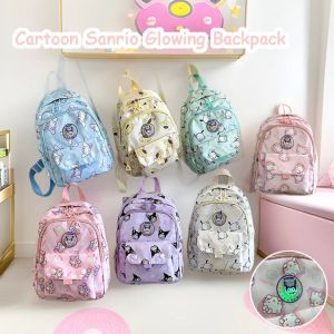 LANGJ แมวคิตตี้แมว กระเป๋าเป้สะพายหลังการ์ตูน Kuromi Cinnamoroll ปอมปอมปุริน กระเป๋านักเรียนสำหรับเด็ก สร้างสรรค์และสร้างสรรค์ สไตล์เกาหลีแบบ กระเป๋าสะพายไหล่น่ารัก สำหรับเด็กๆ