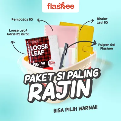 Flashee Binder Paket Sekolah Set 4IN1 Paket Binder B5 Ring 26 Kampus Kuliah Sudah Termasuk Kertas