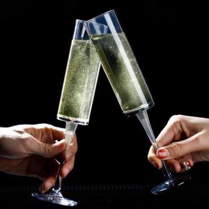 NUBE Transparent Wine Cup Striped Plastic Glass tail Champagne Cup Drinkware Drink Cup Party