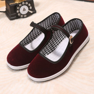 Free Shipping New Spring Collection Of WomenS Canvas Shoes: Red Work Shoes With Buckle Straps Flat Soles Round Toe And A Soft Comfortable Design Perfect For Moms