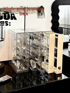 FFBH Large Capacity Jewelry Storage Dustproof Multi-layer Jewelry Display Stand Transparent elegant Earring Organizer Countertop R6P8Q