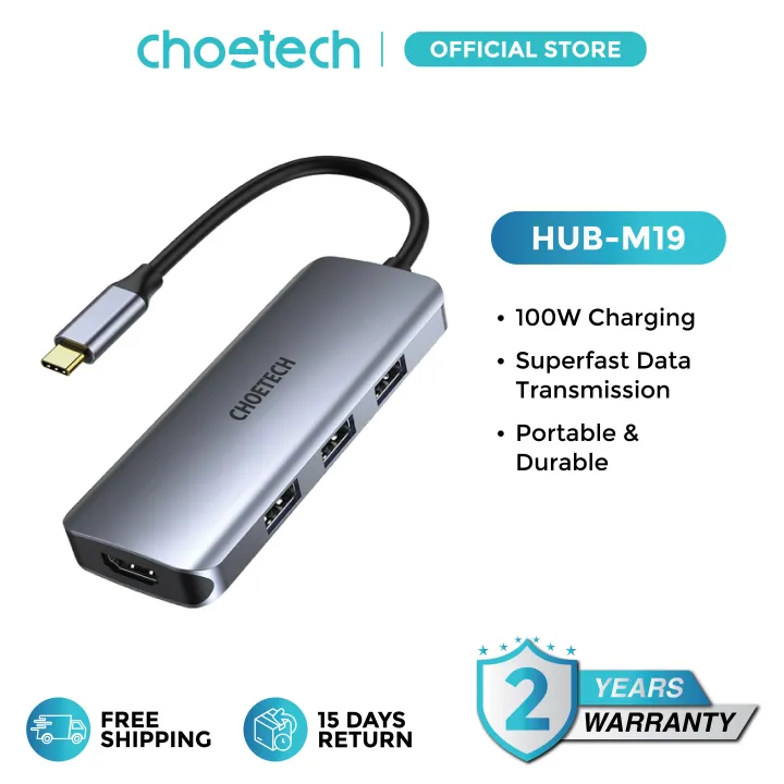 CHOETECH HUB-M19 7-in-1 USB-C Macbook 4K HDMI Adapter With PD 100W / USB / SD TF Card Reader / Multiport Hub