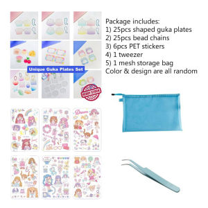25pcs Unique Guka Plate Set Goo Card Sticker DIY Art & Craft Keychain Decoration Stationery Birthday Gift For Kids 咕卡盘