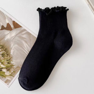 3Pairs Japanese White Rolled Stockings Cute Socks Females Wooden Ear Ruffles Side Female Socks Student Lolita Socks