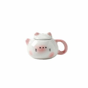 LITUILI Tinh tế Đồ trang trí ấm trà gốm sứ mini Truyền thống Phong cách Trung Quốc Phụ Kiện Nắp Ly Trà Sữa Dễ thương Mượt mà Chậu gốm hình tai mèo Trà đạo