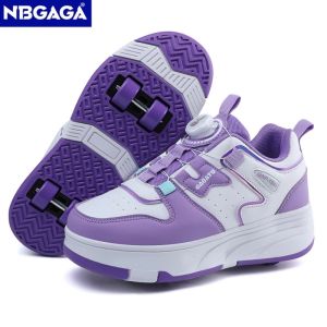 Students Childrens Girls Four Wheel Lightweight Sport Shoe Detachable Roller Skating Sneaker For Teenagers Boys Casual Walking