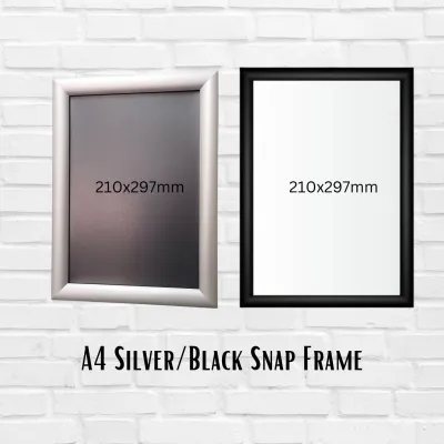 Aluminum Silver / Black Poster Snap Frame PLS 25 (A4/A3/A1) Wall Mounted option