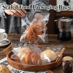 100PCS 15x18CM Cookie Sealed Packaging Bags Self Adhesive Sealed Bag Plastic Donut Bread Pastry Bag