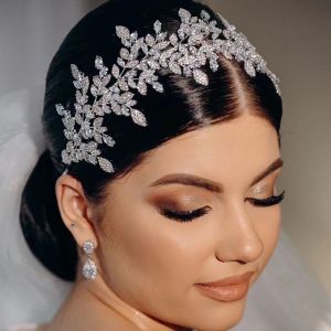 Băng đô cô dâu sang trọng cho đám cưới Mũ đội đầu pha lê Zirconia Cô dâu thanh lịch Vương miện cài tóc Mảnh trang sức tóc cưới Mũ đội đầu 2026