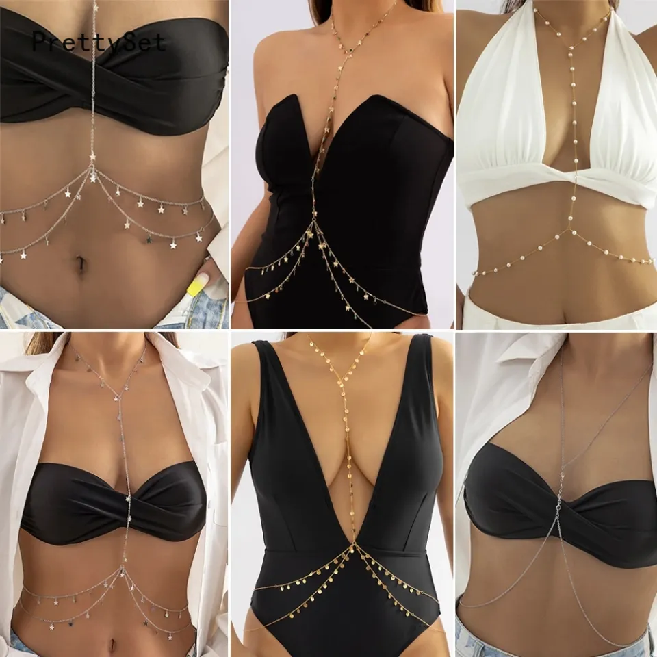 Crystal Chest Chain Summer Beach Harness Bikini Necklace for Women Waist  Belly Breast Chains Body Chain Jewelry