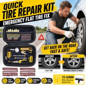 Tyre Repair Tool Kit Car Motorcycle Emergency Puncture Repair Kit with Rubber Strips Glue Liquid Tubeless Tyre Quick Fix Roadside Tool Set