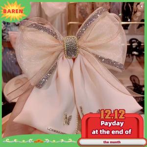 BAREN Vải Rhinestone Pha Lê Kẹp Tóc Bướm Lưới Bow Clip Tóc Mùa Xuân Clip Cho Phụ Nữ Hàn Quốc Phong Cách Thời Trang Phụ Kiện Tóc