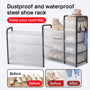 Dustproof and Waterproof Steel Shoe Rack Stackable Shoes Organizer Storage Stand Space Saver Shoe Cabinet With Cover