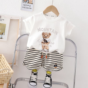 import katun  baju kaos setelan anak laki laki fashion imut bayi perempuan T-shirt pakaian sets Musim panas
