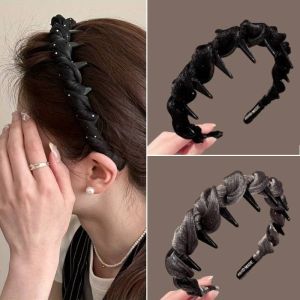 High-End Glossy Mesh Twisted Satin Headband with Teeth Anti-Slip Ruffled Wash Face for Women