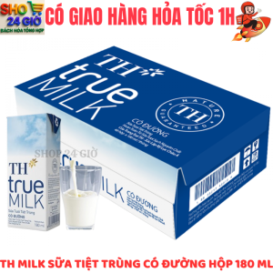 [ CHỈ GIAO CHO ĐƠN HỎA TỐC Ở HCM ]  Sữa Tươi TH Có Đường Thùng 48 Hộp 180 Ml
