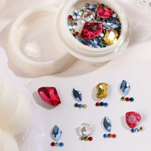 PINPAI Mixed AB Color Pink Heart Rhinestones Crystal Strass Clear Nail Art Decoration Accessories Gems Diamond Nail Charms Decorations