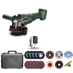 TANZU TZ-980 Angle Grinder 21V Brushless Cordless Handheld Tool Multifunctional for Cutting Grinding Rust Removal with Complete Disc Accessories
