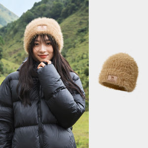 Cameljeans mũ ấm dày lạnh lông lông chồn giả Mũ len dệt kim mùa đông sang trọng cho nữ