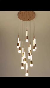 SXH  Nordic Modern Double-Layer Staircase Long Pendant Light Bedside Living Room Light Dining Room Light Creative Duplex Villa Rotating Staircase Pendant Light