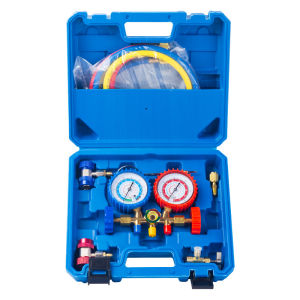 Bộ đồng hồ AC 3 chiều chuyên dụng R22 R410A R134A kèm ống dẫn nối và bộ chuyển đổi dụng cụ sạc gas điều hòa đa năng