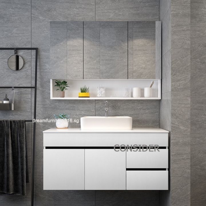 Bathroom Mirror Cabinet With Storage Solid Wood Mirror Waterproof ...