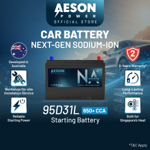 AESON POWER 95D31L Sodium Ion Car Battery 650+ CCA Starting Battery | Optional On-Site Installation