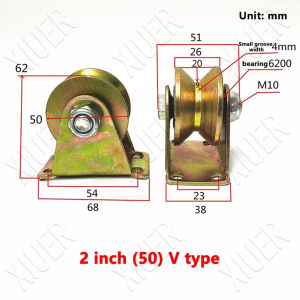 1.2" - 4" Multi-Size V-Groove Gate Roller Wheel Color Zinc Plating Sliding Gate Casters Heavy Duty Rigid Roller for Inverted V-Track Rolling Gate Industrial Machines Rail