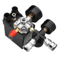 (in stock) 220V 0-180 Psi Air Compressor Pressure Switch Control Aluminum Alloy Valve Switch Manifold Relief Regulator Gauges W/Quick Connector. 