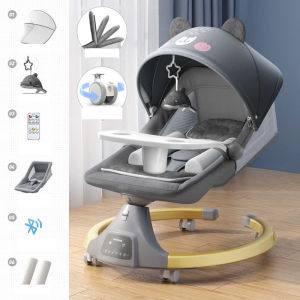 Nôi rung ru ngủ bằng điện tự động BobyLong 4in1 tích hợp bàn ăn dặm Màn Hình Led Cảm Ứng kèm kết nối Bluetooth