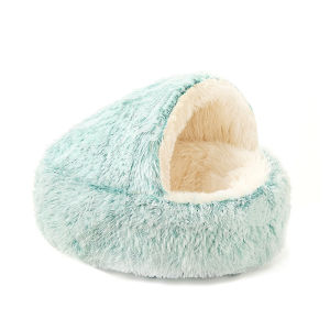 Teeker Pet Cat Bed Round Plush Fluffy Cat Bed Cave for Indoor Cats or Small Dog Beds Soothing Pet Bed Donut Calming Anti-Anxiety Dog Bed Waterproof Bottom Washable