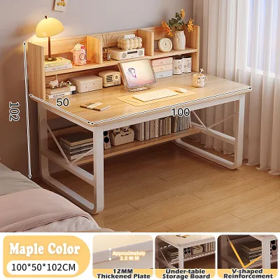 PC Table Computer Office Table Wooden Computer Table Desk Study Table Home Dining Desk Multifunctional Bookshelf Desk Waterproof with Durable Frame Gaming Table for Bedrooms/Computer Rooms/Offices/Apartments Bookshelves Desks
