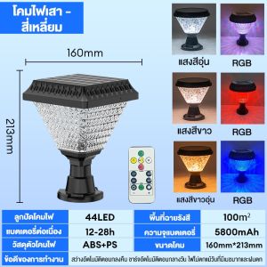 PU โคมไฟหัวเสา โคมไฟโซล่าเซลล์ ไฟภายนอกอาคาร ไฟ LED ไฟสวนหลอดไฟโซล่าเซลล์ 200W กันน้ํา เปิด-ปิดอัตโนมัติ 3 สี /RGB การควบคุมแสงอัจฉริยะ ไม่เสียค่าไฟ ซื้อ1แถม1 โคมไฟสนาม Solar Light รับประกัน 30 ปี