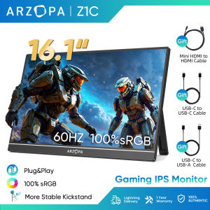 Arzopa Z1C-  16.1" Portable Monitor - FHD 1080P  100% sRGB IPS Screen USB-C HDMI for Laptop Mac Phone PS5 Switch