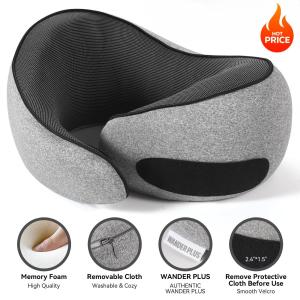 Genuine 100% Pure Memory Foam Travel Neck Pillow 360° Surround Support Breathable Cover Stowable Cushion For Airplane Car Airport Outdoor Travel