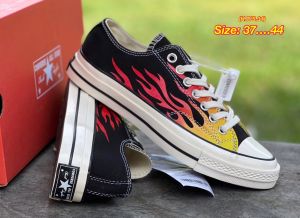 New🔥 รองเท้าผ้าใบ Convesre Chuck Taylor 70s Archive Print Flame Fire (37-44EU) รองเท้าผู้ชาย ลายไฟ มีอปก.ครบเซ็ท พร้อมส่ง G25A028