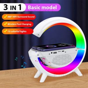Loa bluetooth sạc không dây mới có đèn Led Nhiều chế độ RGB đèn bàn đồng hồ báo thức Loa thông minh đa chức năng zweicx