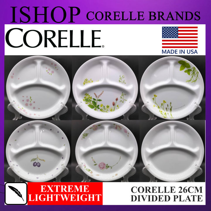 Corelle Loose 26cm Divided Dish Suku Suku Separuh/3 Portion Diet Plate/Pinggan Suku Corelle