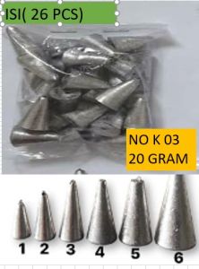 Timah type kerucut pemberat  Pancing ikan udang